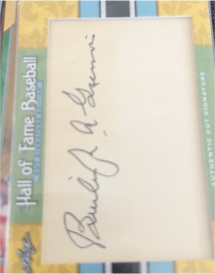 Hall of Fame Baseball Cut Signature Rudolph A. Gernoni — front