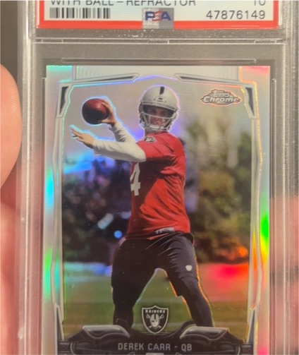 2014 Topps Chrome #115 Derek Carr With Ball RC Rookie — front