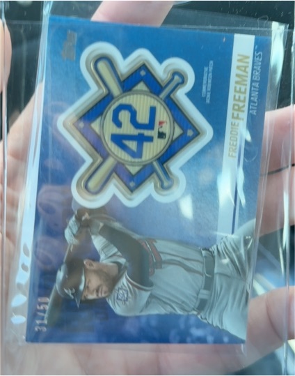 2018 Topps Update Jackie Robinson Day Manufactured Patch #JRP-FF Freddie Freeman — front
