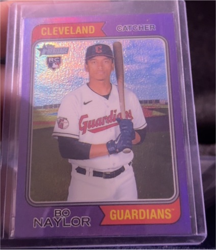 2023 Topps Heritage #172 Bo Naylor Purple Refractor Rookie Cleveland Guardians — front