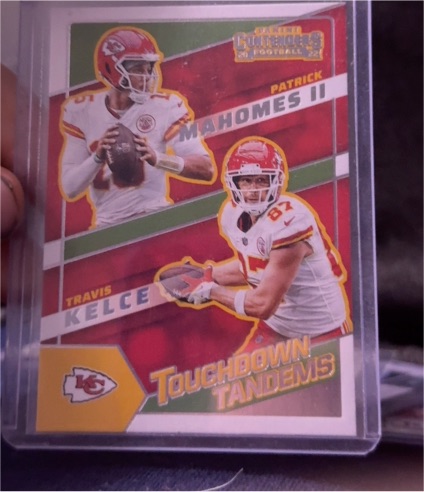 2022 Panini Contenders Touchdown Tandems #TDT-KC Patrick Mahomes II, Travis Kelce — front
