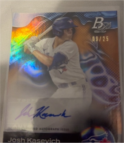 2023 Bowman Platinum Josh Kasevich #09/25 Autograph — front