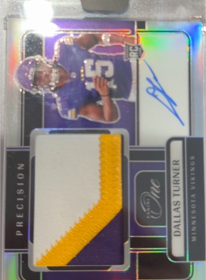 2024 Panini One #99 Dallas Turner Rookie Patch Auto — front