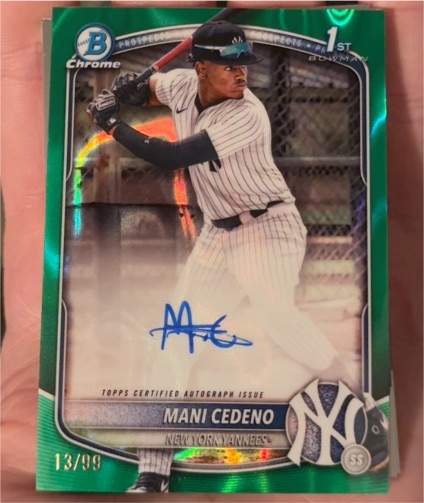 2025 Bowman Chrome #CPA-MCE Mani Cedeno — front