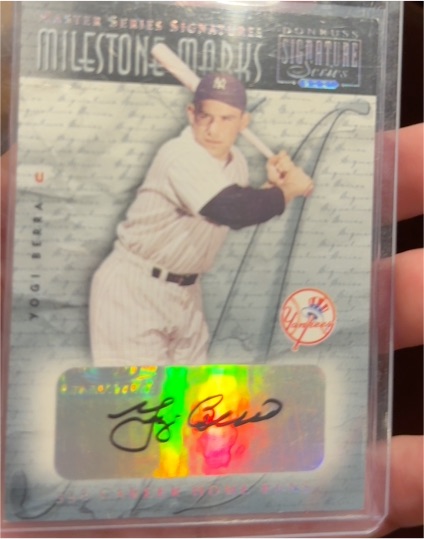 2001 Donruss Signature Milestone Marks Masters Series #2 Yogi Berra — front