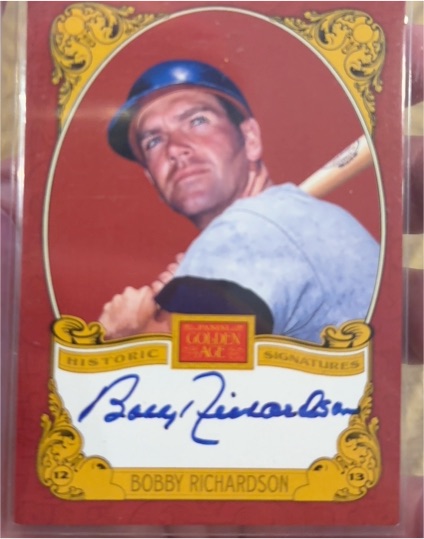 2013 Panini Golden Age #BRD Bobby Richardson Historic Signatures — front
