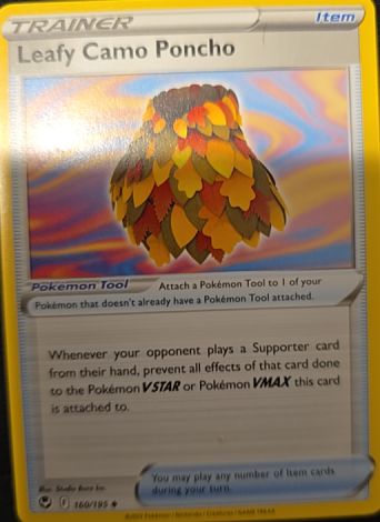 2022 Pokémon Sword & Shield Silver Tempest #160 Leafy Camo Poncho — front