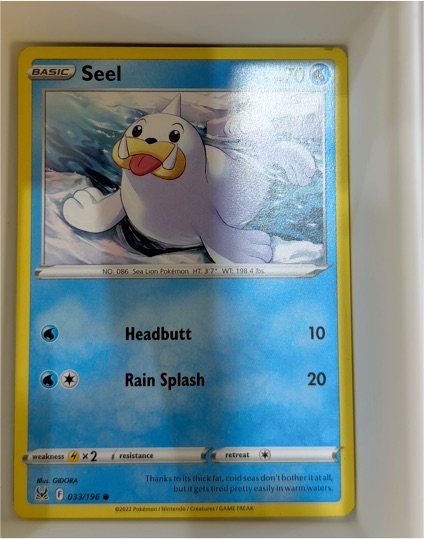 2022 Pokémon Sword & Shield Lost Origin #033 Seel — front