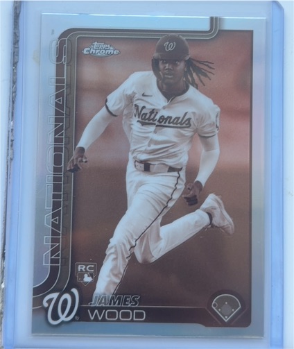 2025 Topps Chrome #132 James Wood Sepia Refractor Rookie Card — front