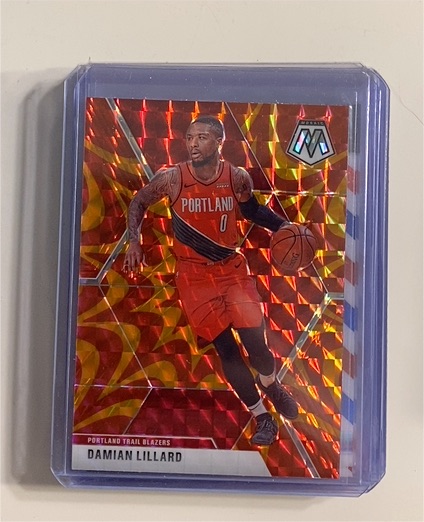 2019-20 Panini Mosaic #5 Damian Lillard Reactive Orange — front