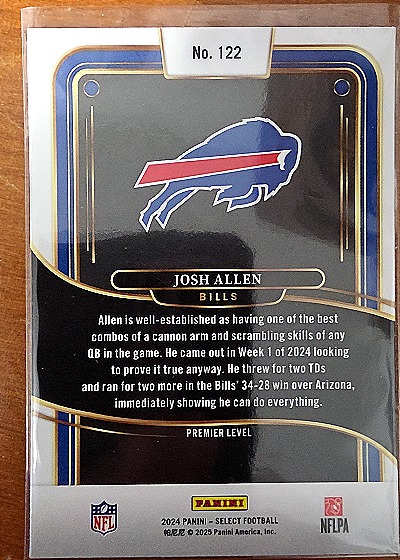 2024 Panini Select #122 Josh Allen — back
