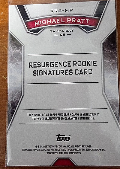 2025 Topps Resurgence Rookie Signatures #RRS-MP Michael Pratt — back