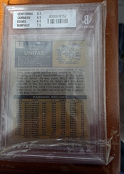 1971 Topps Football #1 Johnny Unitas — back