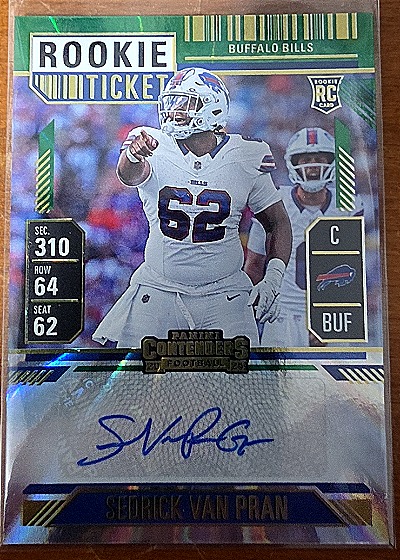 2024 Panini Contenders #229 Sedrick Van Pran Rookie Ticket Green Auto — front