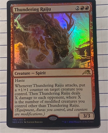 2022 Kamigawa Neon Dynasty #166 Thundering Raiju — front