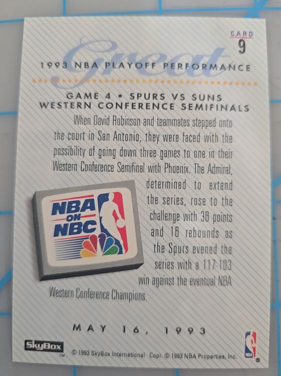 1993 SkyBox NBA Property #9 David Robinson — front