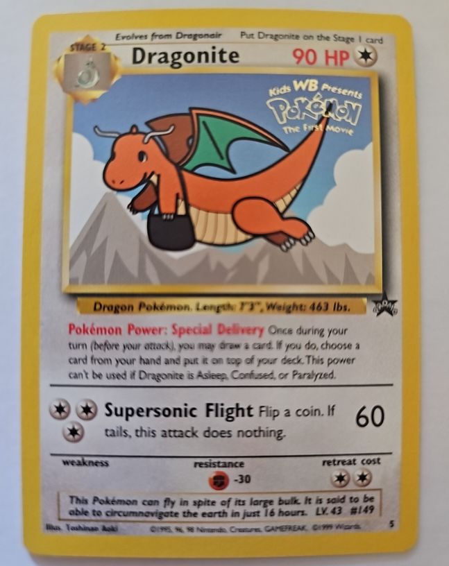 1999 Wizards of the Coast Black Star Promo #5 Dragonite — front