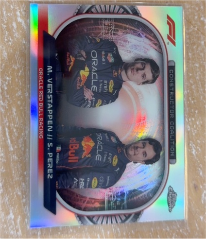 2022 Topps Chrome Formula 1 Constructors Coalition #CC-RBR Max Verstappen / Sergio Perez — front
