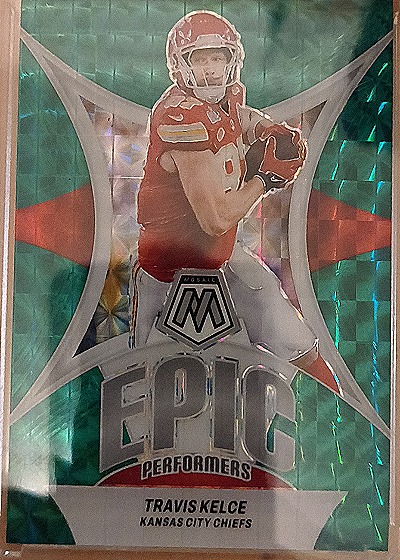 2024 Panini Mosaic #EP-TK Travis Kelce Epic Performers Mosaic Green — front