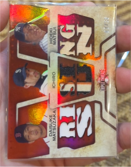 2008 Topps Triple Threads Relics Hideki Matsui Ichiro Daisuke Matsuzaka — front