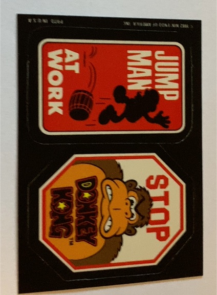 1982 Topps Donkey Kong Jump Man at Work / Stop Donkey Kong Stickers — front
