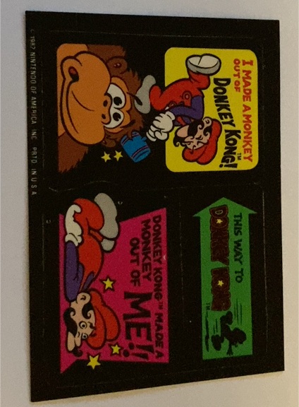 1982 Topps Donkey Kong Sticker Card I Made A Monkey Out Of Donkey Kong — front