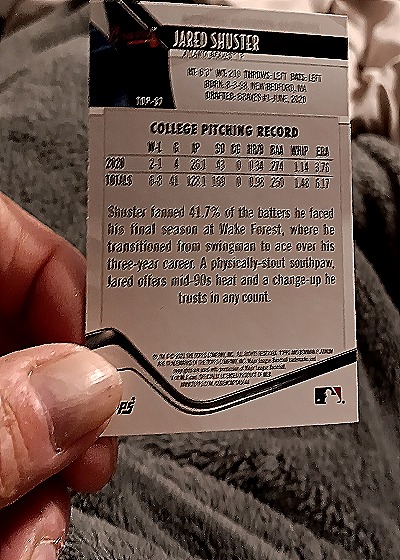 2021 Bowman Platinum Top Prospects #TOP97 Jared Shuster — back