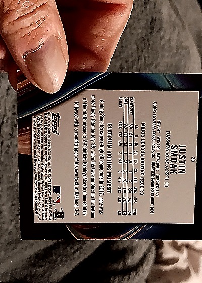2018 Bowman Platinum #20 Justin Smoak — back