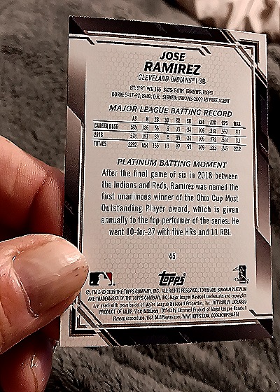 2019 Topps #45 Jose Ramirez — back