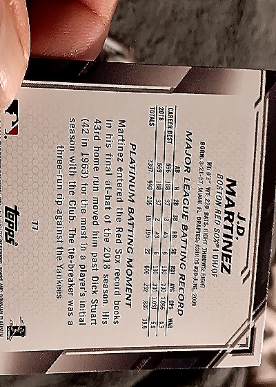 2022 Topps Chrome Update #77 J.D. Martinez — back