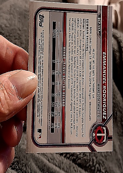 2022 Bowman Chrome #BCP-117 Emmanuel Rodriguez — back
