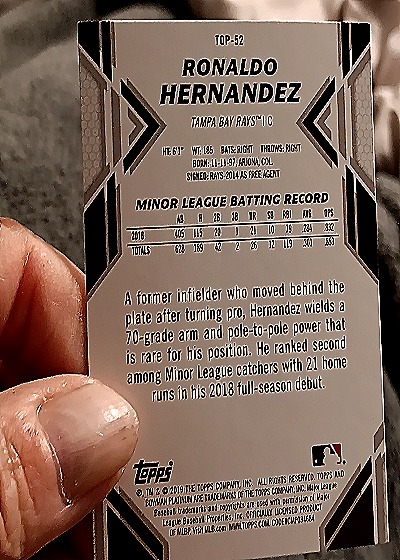 2019 Bowman Platinum #TOP-52 Ronaldo Hernandez — back
