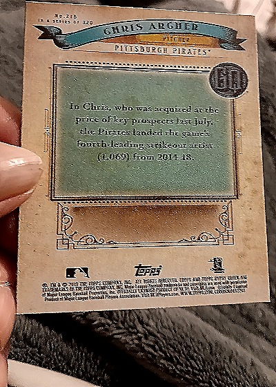 2019 Topps Gypsy Queen #215 Chris Archer — back