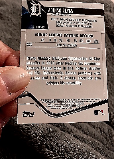 2021 Bowman Platinum #TOP-43 Adinso Reyes — back