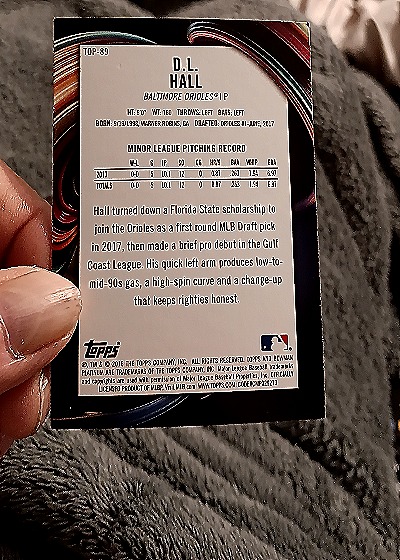 2018 Bowman Platinum #TOP-89 D.L. Hall — back