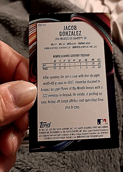 2018 Bowman Platinum #TOP-39 Jacob Gonzalez Top Prospects — back