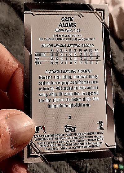 2019 Bowman Platinum #21 Ozzie Albies — back