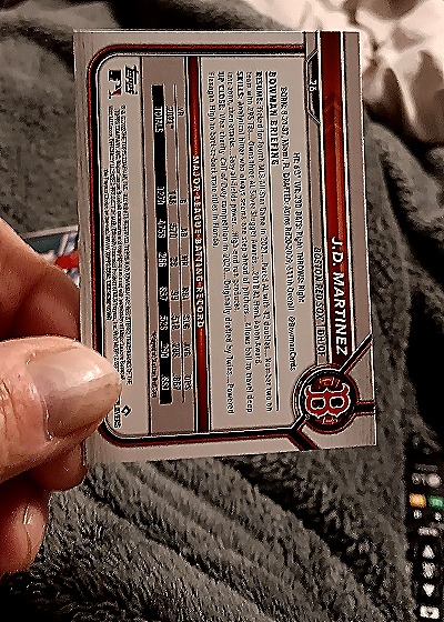 2022 Bowman #26 J.D. Martinez Boston Red Sox — back