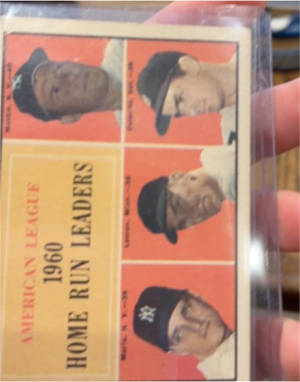 1961 Topps #44 1960 American League Home Run Leaders Mickey Mantle Roger Maris — front