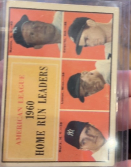 1961 Topps #44 AL Home Run Leaders Mickey Mantle Roger Maris Jim Lemon Rocky Colavito — front