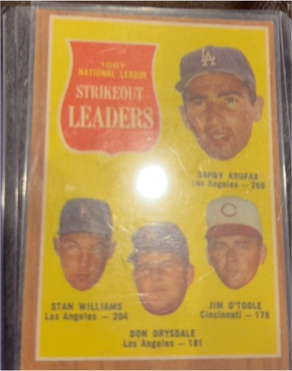 1962 Topps #60 NL Strikeout Leaders Sandy Koufax Stan Williams Don Drysdale Jim O'Toole — front