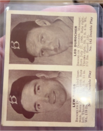 1941 Goudey Double Play #141/142 Lew Riggs / Leo Durocher — front