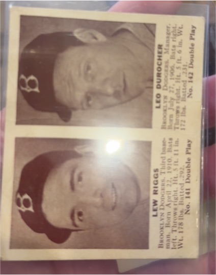 1941 Goudey Double Play #141-142 Lew Riggs / Leo Durocher — front