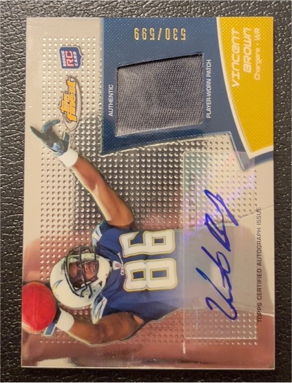 2011 Topps Finest Rookie Patch Autographs #RAP-VB Vincent Brown — front