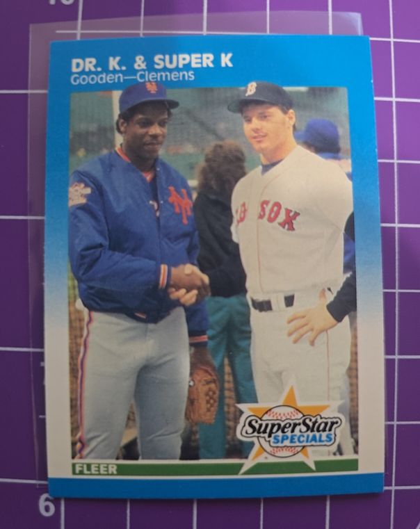 1987 Fleer #640 Dr. K & Super K Dwight Gooden / Roger Clemens — front