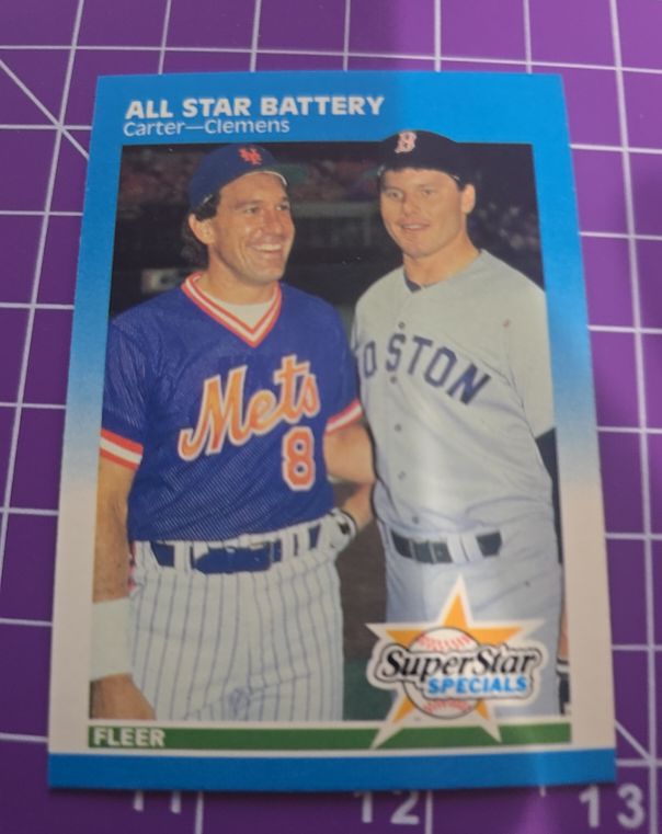 1987 Fleer #634 All Star Battery Gary Carter Roger Clemens — front