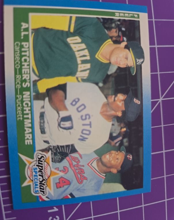 1987 Fleer #633 Jose Canseco / Jim Rice / Kirby Puckett — front
