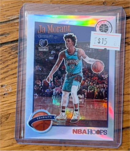 2019-20 Panini NBA Hoops Premium Stock #297 Ja Morant Tribute Rookie Card — front