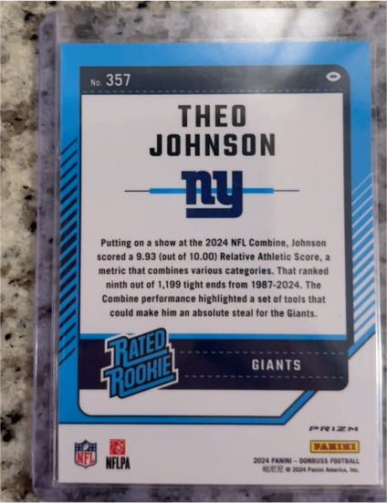 2024 Panini Donruss Optic #357 Theo Johnson — front