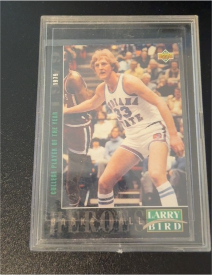 1992-93 Upper Deck Basketball Heroes #19 Larry Bird College Player of the Year 1979 — front